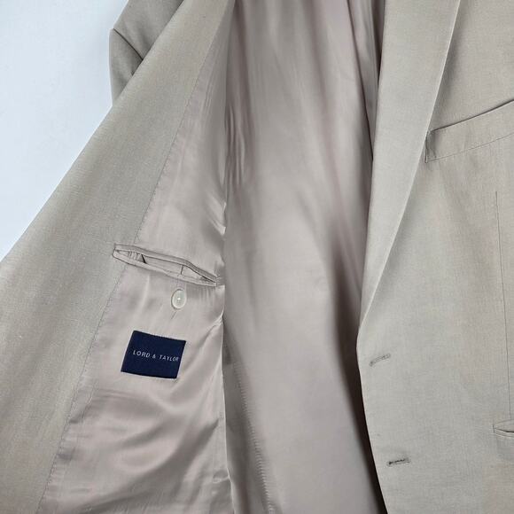 Lauren Ralph Lauren Men's Beige Linen Two-Button Blazer Size 44L Coastal Beach - Picture 4 of 10